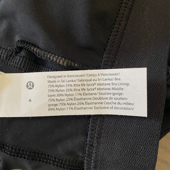 NWT Lululemon Stash It Bra- black size 4 - Picture 5 of 6